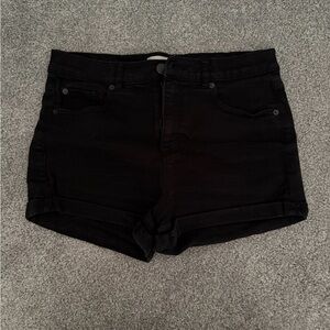 Black Denim Garage High Waisted Shorts